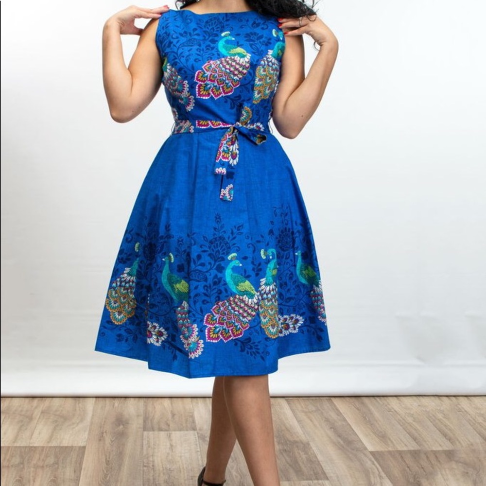 HEART OF HAUTE Monica Dress Peacock Border